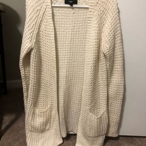 White Knit Cardigan with Pockets